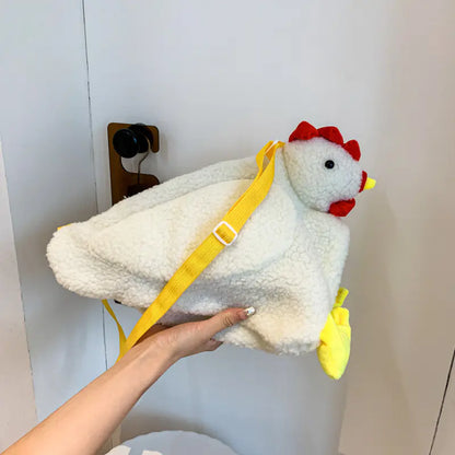 Fuzzy Cute Chicken Cartoon Crossbody Shoulder Bag
