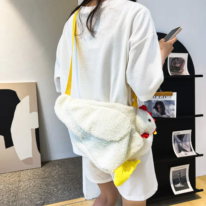 Fuzzy Cute Chicken Cartoon Crossbody Shoulder Bag