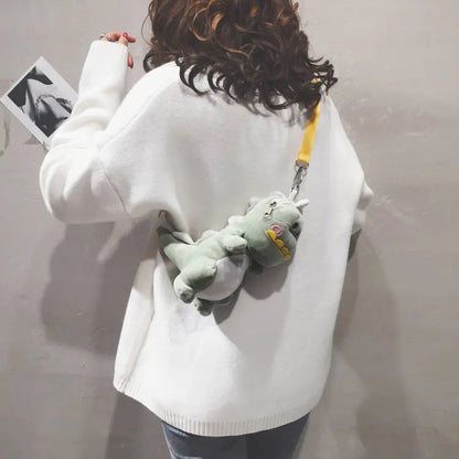 Cute Cartoon Dinosaur Plush Crossbody Bag