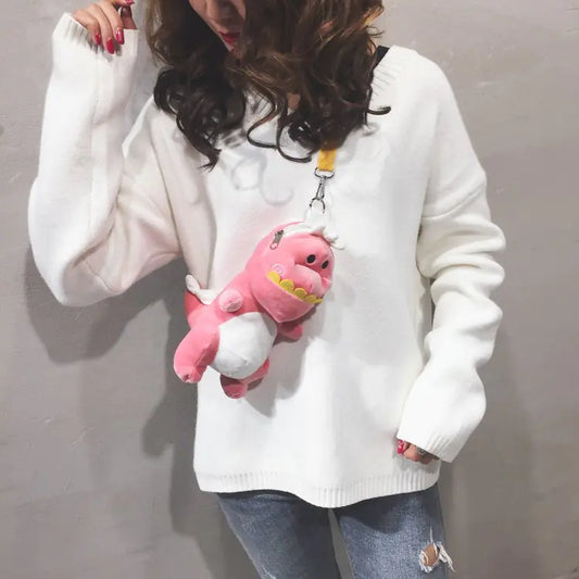 Cute Cartoon Dinosaur Plush Crossbody Bag