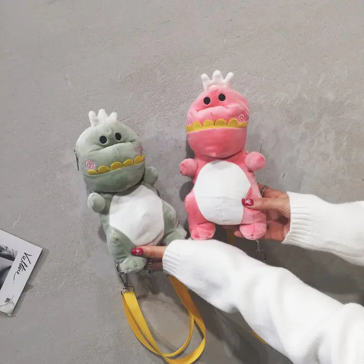 Cute Cartoon Dinosaur Plush Crossbody Bag