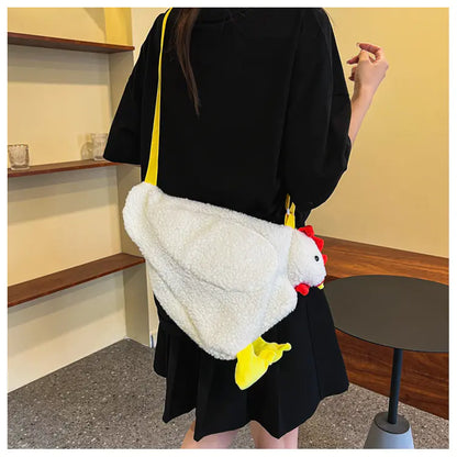 Fuzzy Cute Chicken Cartoon Crossbody Shoulder Bag